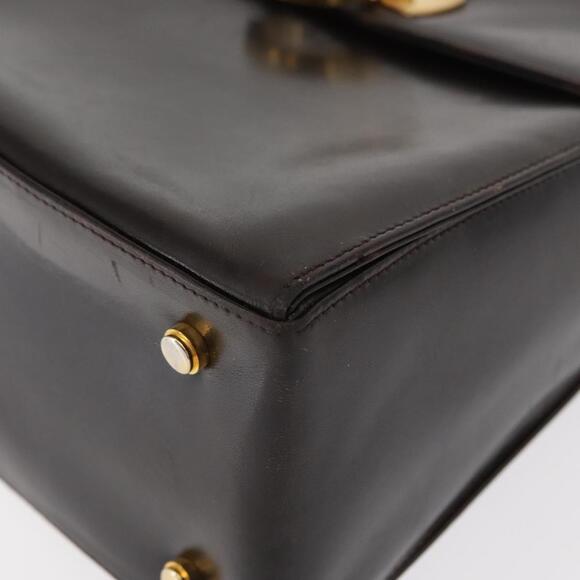 Salvatore Ferragamo Gancini Hand Bag Leather Black Gold Auth 153902 - Picture 14 of 16